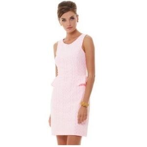 Lilly Pulitzer Abby Lace Peplum Sheath Dress Pink Size Small